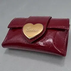 GUCCI グッチ キーホルダー6連 パテント 赤 エナメル GG柄 ハート