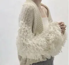 美品★leinwande ラインヴァンド パッチワークフリンジカーディガン