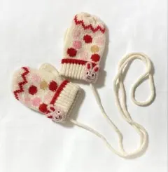 美品ミキハウスmiki HOUSE レトロ うさぎベビー手袋 赤ちゃんミトン