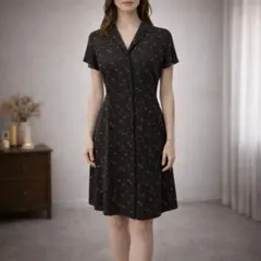 組曲 KUMIKYOKU 小花柄 半袖シャツワンピース ブラウン Mサイズ