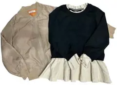 ❤️130❤️2点SET❤️ブルゾン❤️MA-1❤️レイヤードトップス❤️フリル❤️