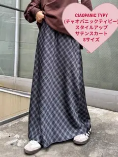 CIAOPANIC TYPY チェック柄スタイルアップサテンスカート Sサイズのサムネイル