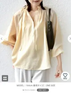 【美品】SHIPS シアー タンブラー リボン デザイン 長袖 ブラウスのサムネイル