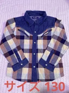 デニム チェック柄 長袖 シャツ