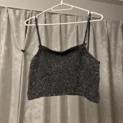 しまむら ラメ入りグレークロップドトップ