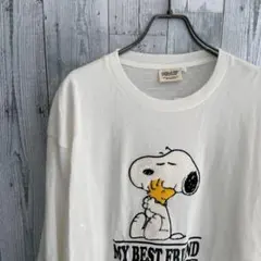 【新品】ピーナッツ　スヌーピー　刺繍　ロンT LLサイズ ホワイト