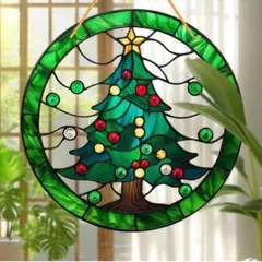 【残りわずか】サンキャッチャー ステンドグラス風　アクリル　飾りクリスマスツリー