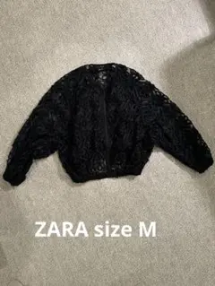 ZARA ブラック 花柄刺繍 カーディガン Mサイズ ほぼ未使用