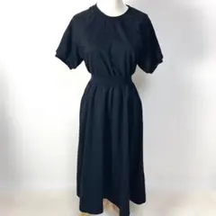 ★DHOLIC ウエストマーク半袖スウェットワンピース ブラック