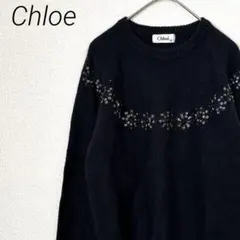 Chloe ニット セーター クルーネック 花柄 スパンコール ウール混 大きめのサムネイル