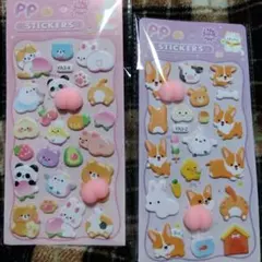 かわいい動物と食べ物のPPステッカーセット