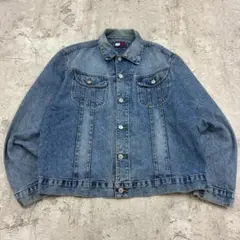 90s　TOMMY JEANS　トラッカー　デニムジャケット　古着　インディゴL