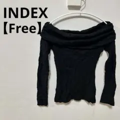 INDEX【Free】オフショルダー ブラック リブ編み 長袖チュニックのサムネイル