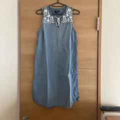 GAP 刺繡牛仔無袖連衣裙 束腰上衣 XS 偏小尺碼