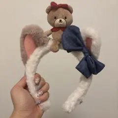 耳付きカチューシャ クマのぬいぐるみ付き