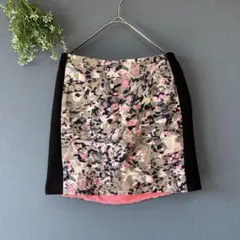 オペークドットクリップ［M］美品◎大人モード◎存在感◎ニュアンス柄ミニスカート