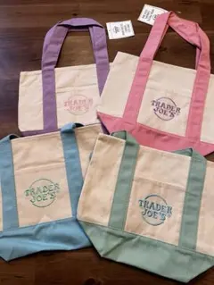 TRADER JOE'S パステルカラー トートバッグ 4個セット