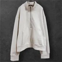 タハリ ハーフジップスウェット スタンドカラー 長袖 L アイボリー ゆったり