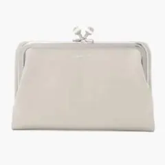 【美品】agnes b. レザー　がま口　二つ折り財布　ベージュのサムネイル