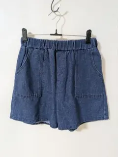 デニム ショートパンツ ウエスト総ゴム ブルー M