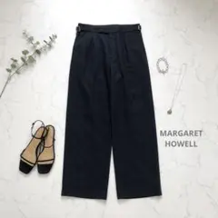 人気✨マーガレットハウエル リネン100% サイドベルト ワイドパンツ 日本製のサムネイル