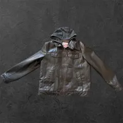 Levi's ダークブラウン フェイクレザー ジャケット フード付き