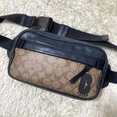 【美品】COACH コーチ エッジ メンズ ボディバッグ レザー ベージュ
