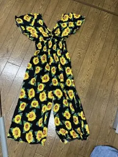 ひまわり柄 オールインワン