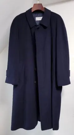 カシミヤ100% 日本製 ロングステンカラーコート ダークネイビー カシミア