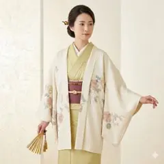 【正絹】一つ紋 絵羽羽織 豪華手絞り・金彩加工 菊牡丹 身丈85裄64 袖丈長め