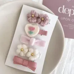 ヘアクリップ ヘアピン 5点セット ベビー キッズ 赤ちゃん 子供 淡色 ピンク