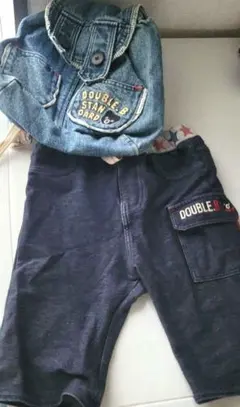 ミキハウスDOUBLE.B　デニムリュック・七分丈パンツ