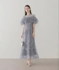 leja m size フロントチュールフリルフラワースパンコールマーメイド