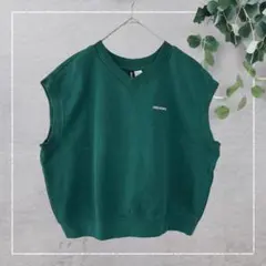 【H&M】スウェット素材プルオーバーベスト(EUR M)裏起毛 ノースリーブ　緑