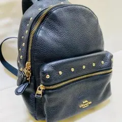 COACH コーチ　ミニチャーリー スタッズ ミニリュック ブラック