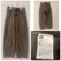 GU バレルレッグジーンズ　ブラウン　S