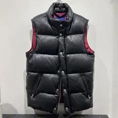 【美品】羊革ラムレザー アーバンリサーチ 肉厚極暖 ダウンベスト 赤レッド