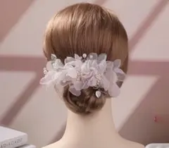 【新品】フラワー ヘアクリップ パール ビジュー ブライダル ヘアアクセ