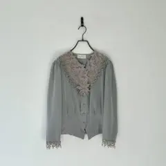 ビンテージ 日本製 レースペプラムブラウス フォーマル セレモニー 卒入学 L