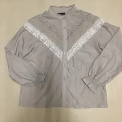 レースフリル付きブラウス　ベージュ　Mサイズ　ウエスタン