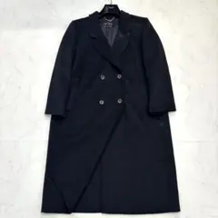 高級✨カシミヤ100% リバーコート マキシ丈 ダブルブレスト ブラック L