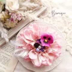 コサージュ ダリア ビオラ ピンク 入学式 卒業式 フォーマル 2way