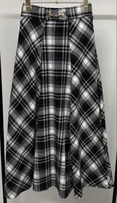 LUDIC PARK 起毛チェック柄ミモレ丈スカート