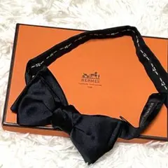 極美品 エルメス HERMES 蝶ネクタイ ヌーパピヨン 青 ブルー 箱付