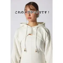 riendaリエンダ レイヤードパーカーワンピース ブラック S スウェット風