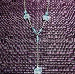 青色フラワーモチーフネックレス　ネックレス ビーズ レディース