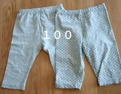 １００　スパッツ　グレー　ドット　ユニクロ　２枚　有ると便利