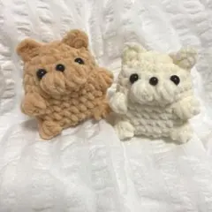 あみぐるみ ねこベージュ ホワイト 2個セット