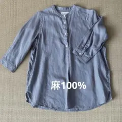 SEASON REASON 麻 ブラウス シャツ バンドカラー 七分袖 M