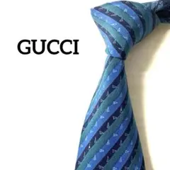 グッチ　GUCCI ネクタイ　ストライプ　ブルー　グリーン